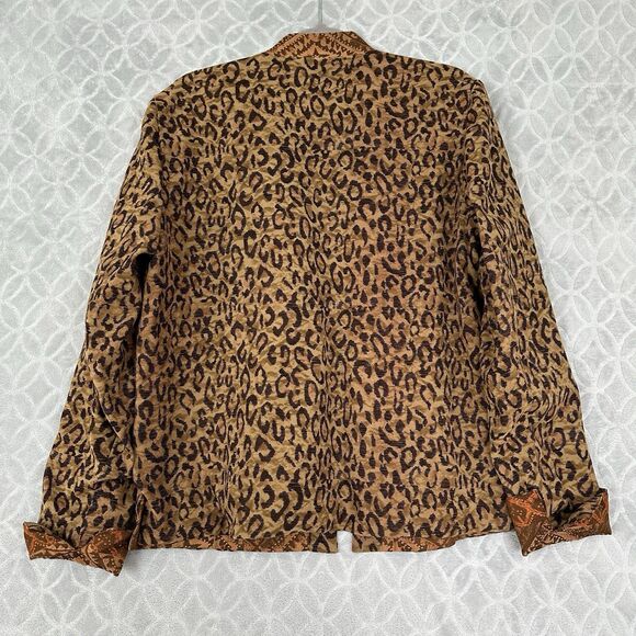 Reversible Open Front Jacket Women Medium Leopard Southwest Tapestry Artsy Indie - Picture 6 of 12